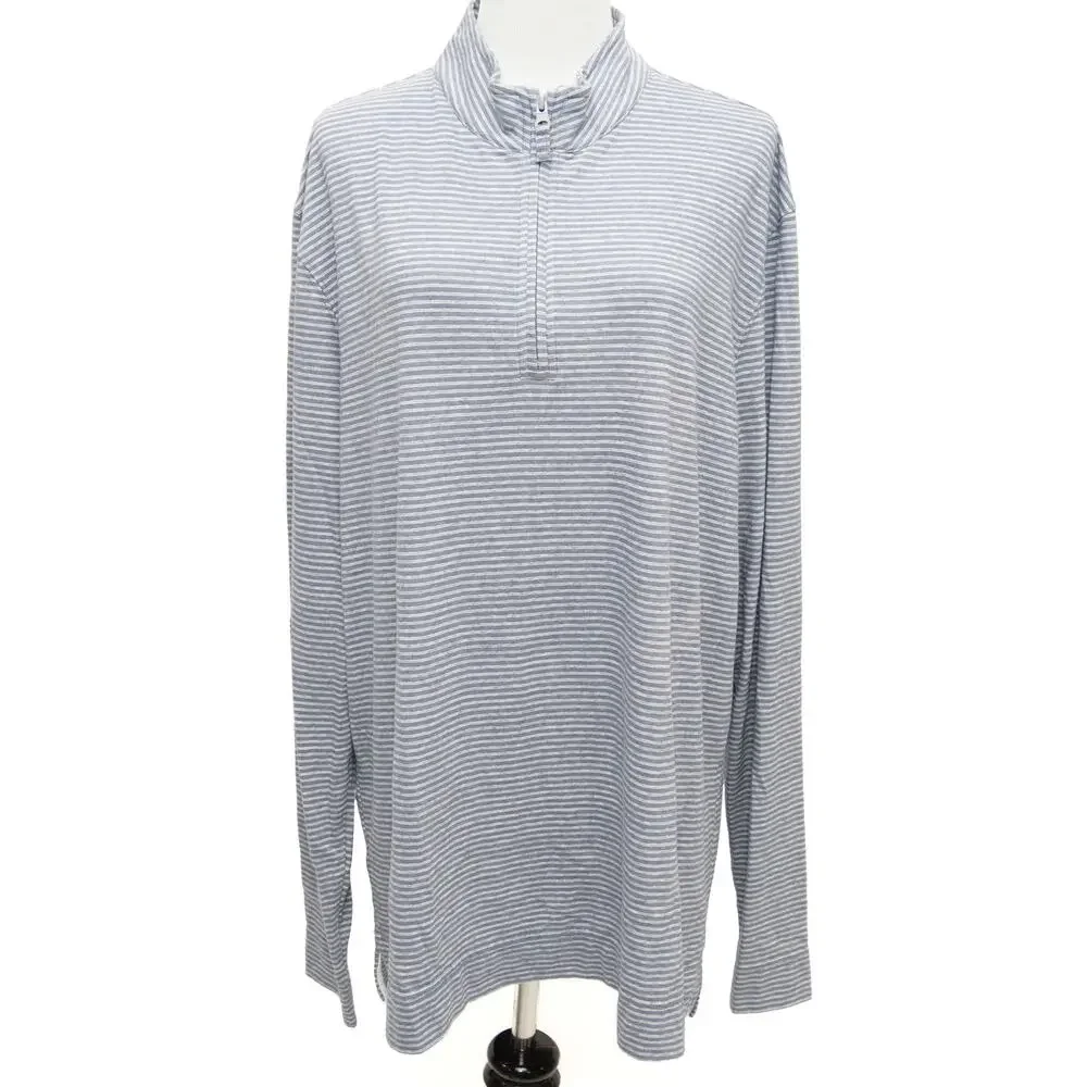 Johnnie-O Striped Half Zip Harvell Light Gray Pullover Size X Large